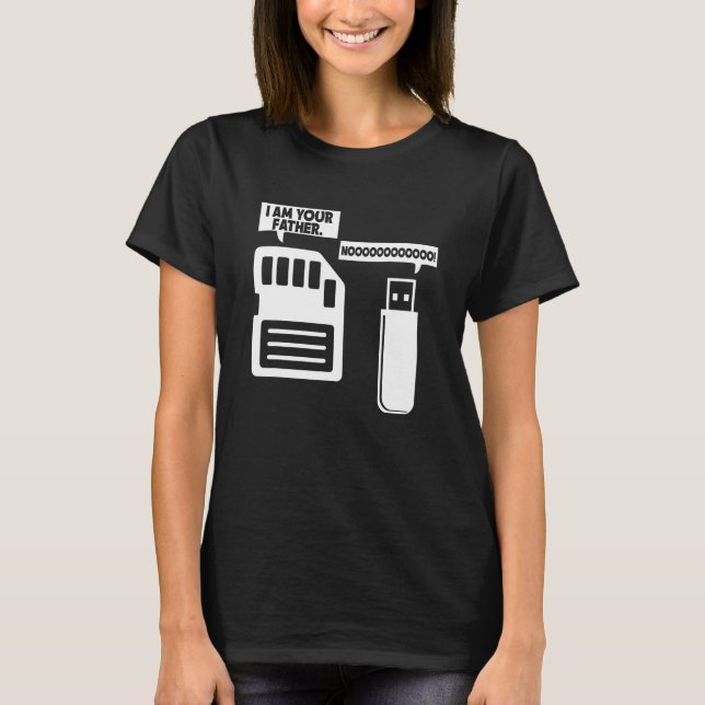 Camiseta Sou o seu pai USB Disquete Humor Programa de TI (Frente)