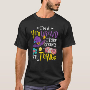 Camiseta Sou o Yarn Wizard. Transformo Cordas em Coisas Eng