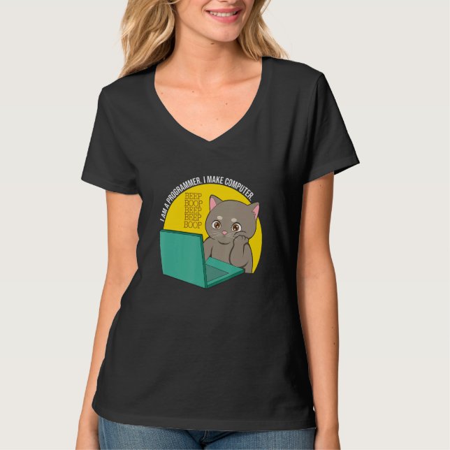 Camiseta Sou Programador, Faço Um Gato De Bipe De Computado (Frente)