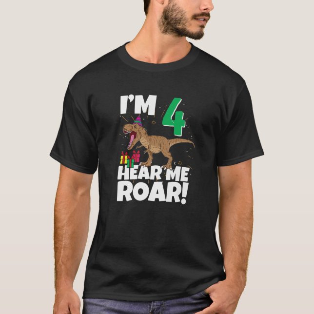 Camiseta Sou Quatro Me Ouvem Roar 4º Aniversário Quatro Din (Frente)