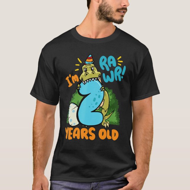 Camiseta Sou Rawr 2 anos Tyrannosaurus Dinossaur Kids B (Frente)