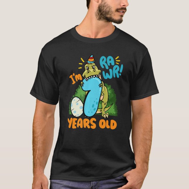 Camiseta Sou Rawr 7 anos Tyrannosaurus Dinossaur Kids B (Frente)