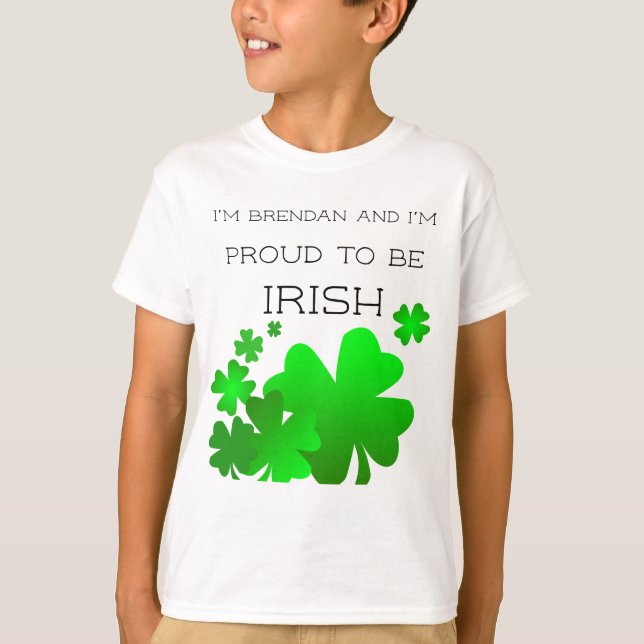 Camiseta Sou (seu nome) e tenho orgulho de ser irlandês (Frente)