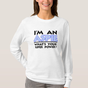 Camiseta Sou um Aspie. Qual é o seu super poder?