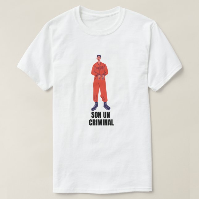 Camiseta Sou um criminoso em galego - filho de criminoso (Frente do Design)
