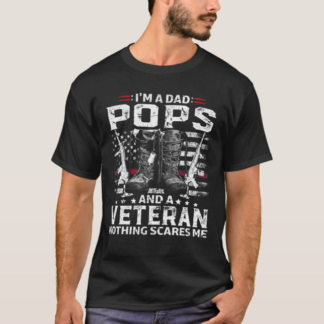 Camiseta Sou um Dia de os pais Pai Pop Veterano (Frente)