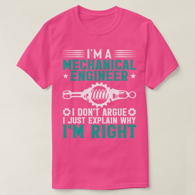 Camiseta Sou um Engenheiro mecânico, não acho que expliquei (Frente do Design)
