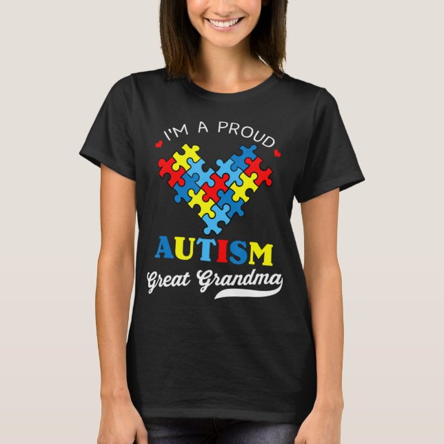 Camiseta Sou um Excelente Autismo orgulhoso vovó - Perfeito (Frente)