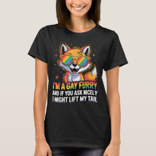 Camiseta Sou um Furry Gay e Se Você Pedir Gentilmente Eu Po
