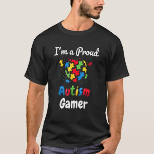 Camiseta Sou um Gamer Orgulhoso do Autismo Coração de Crian