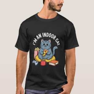 Camiseta Sou um Gato Caseiro Introvertido Pizza Pipoca Livr