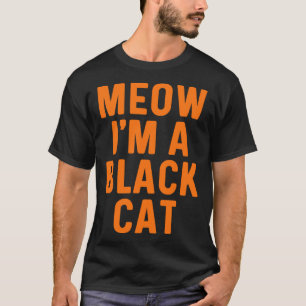 Camiseta Sou um Gato Negra, Fácil Fodona de Halloween