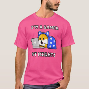 Camiseta Sou um jogador à noite Shiba Inu Video Game Dog Pa