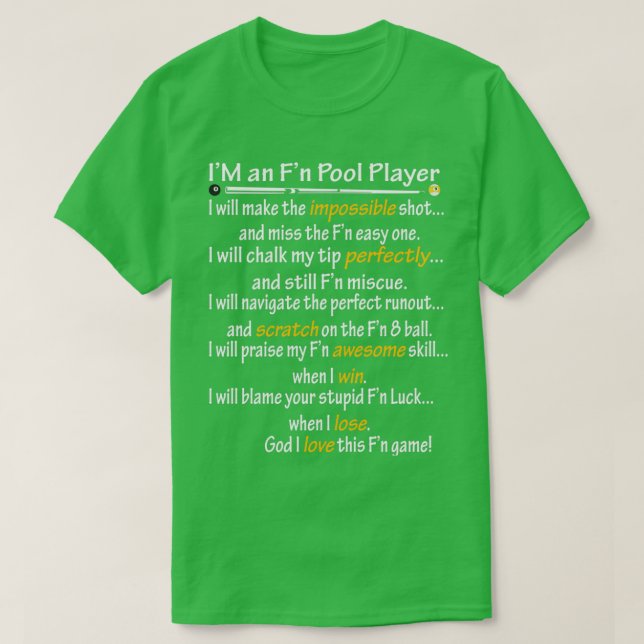 Camiseta Sou um jogador de Piscina Fn (Frente do Design)