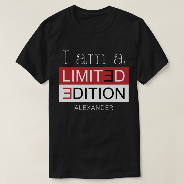 Camiseta Sou um nome personalizado Red Black Edition (Frente do Design)
