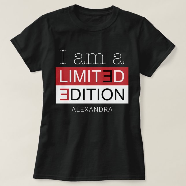 Camiseta Sou um nome personalizado Red Black Edition (Frente do Design)