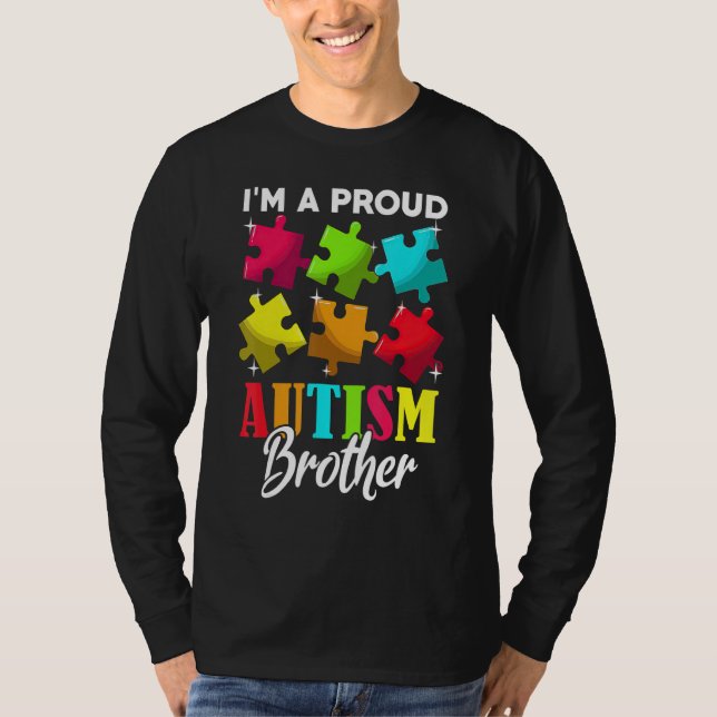 Camiseta Sou um Orgulho Irmão Autismo Irmão Homens Coração (Frente)