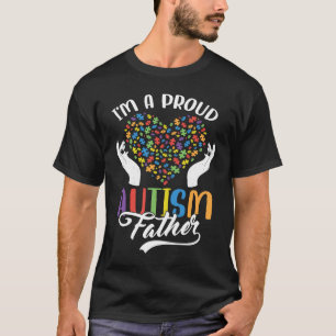 Camiseta Sou Um Pai Orgulhoso de Autismo Coração de Puzzle