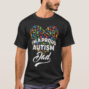 Camiseta Sou um Pai Orgulhoso de Autismo Coração de Puzzle