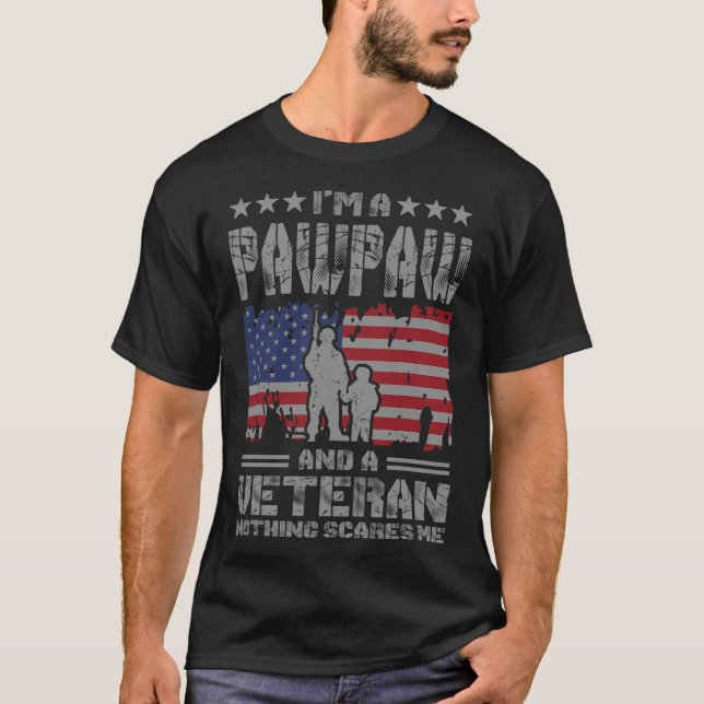 Camiseta Sou um Pawpaw e um Veterano Nada me assusta (Frente)