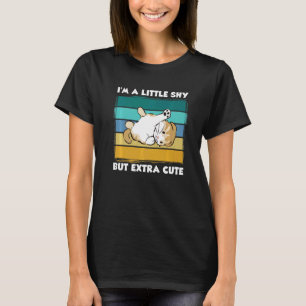 Camiseta Sou Um Pouco Tímido Mas Extra Fofo Gato Retro Anim