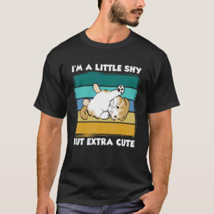 Camiseta Sou Um Pouco Tímido Mas Extra Fofo Gato Retro Gat
