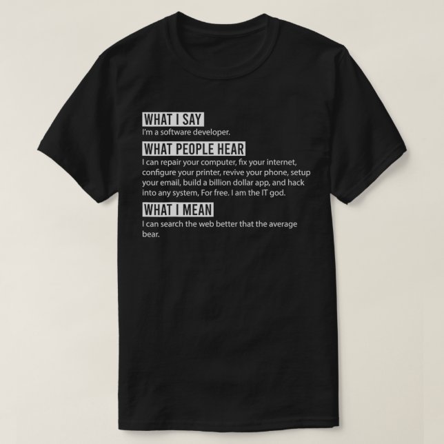 Camiseta Sou um programa de programação engraçado para dese (Frente do Design)