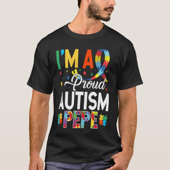 Camiseta Sou um Proud Autism Pepe Combinando Conscientizaçã (Frente)
