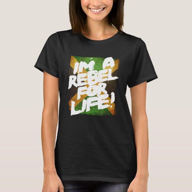 Camiseta Sou um rebelde para a vida Jamaica Flag Reggae (Frente)