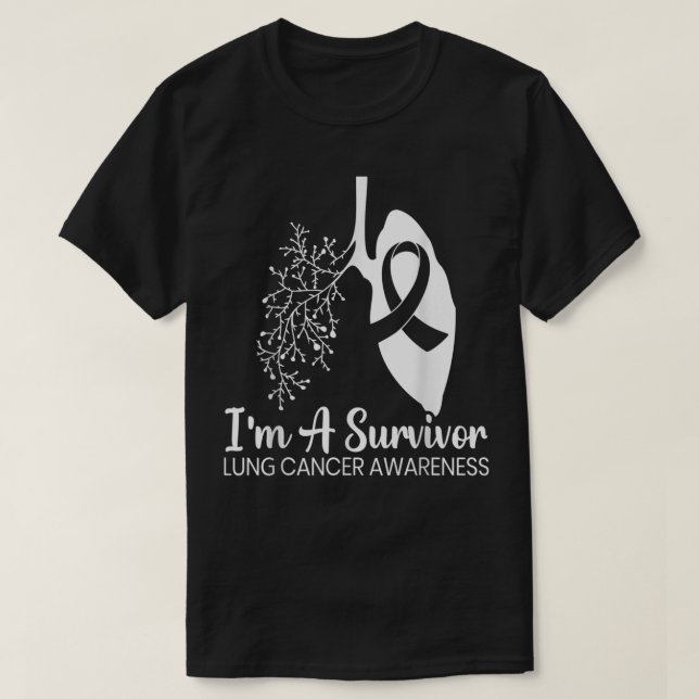 Camiseta Sou um Sobrevivente Cancer Pulmonar Consciência Mê (Frente do Design)