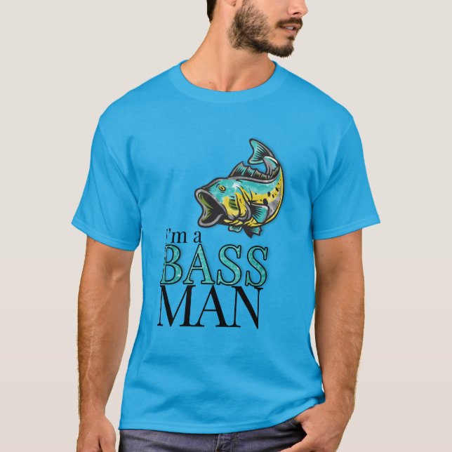 Camiseta Sou um Tema de Pesca Engraçado do BASS MAN (Frente)