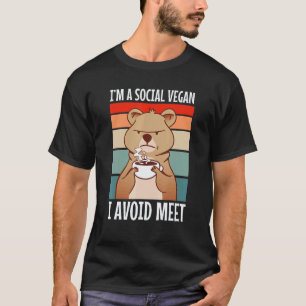 Camiseta Sou um vegano social eu evito carne Engraçado depr