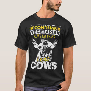 Camiseta Sou um Vegetariano de Segunda Mão Vacas Comem Gram