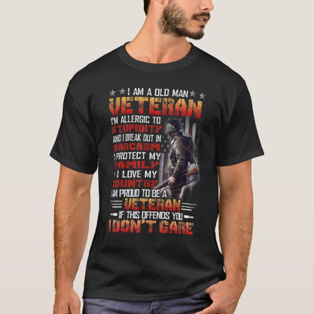 Camiseta Sou Um Velho Veterano Orgulhoso De Ser Veterano Or (Frente)