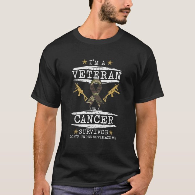 Camiseta Sou Um Veterano E Um Veterano Sobrevivente de cânc (Frente)