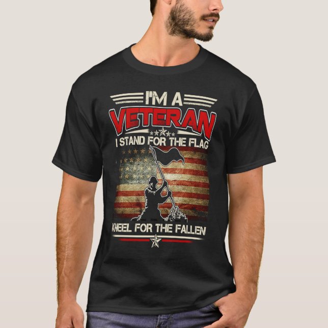 Camiseta Sou um veterano para o calcanhar de bandeiras para (Frente)
