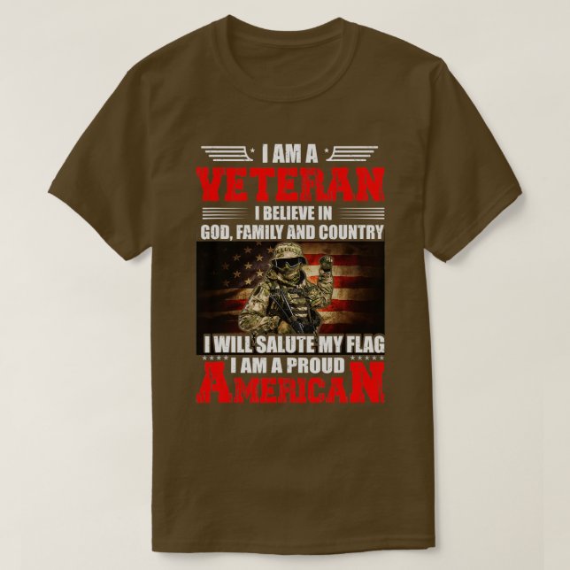Camiseta Sou um veterano que acredito em Deus, família e ca (Frente do Design)