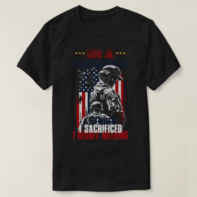 Camiseta Sou um veterano que servi, sagrada, não me arrepen (Frente do Design)
