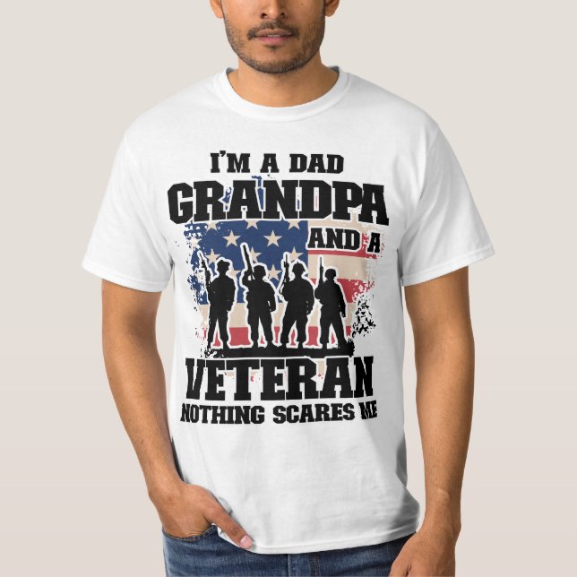 Camiseta Sou um vovô Pai e um veterano nada me assusta (Frente)