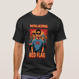 Camiseta Sou uma Bandeira Vermelha Andante Meme Divertido H