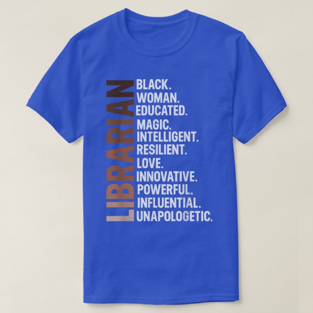 Camiseta Sou Uma Bibliotecária Negra Afro-Mulher História N (Frente do Design)
