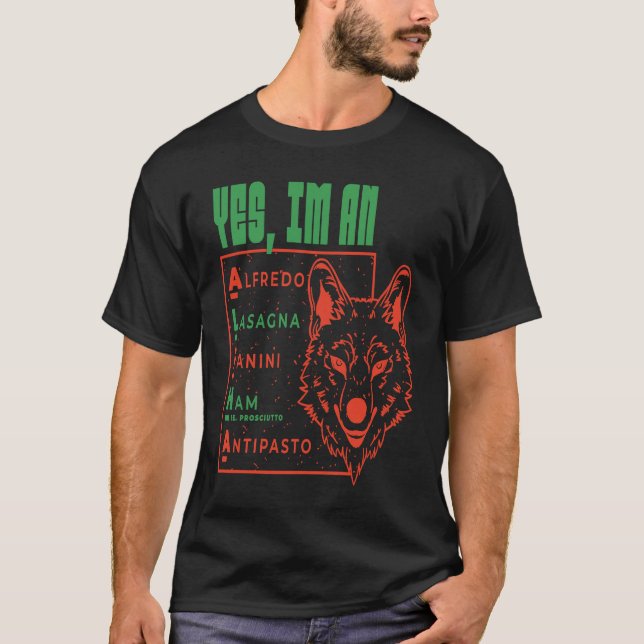 Camiseta Sou uma Comida italiana alfa (Frente)