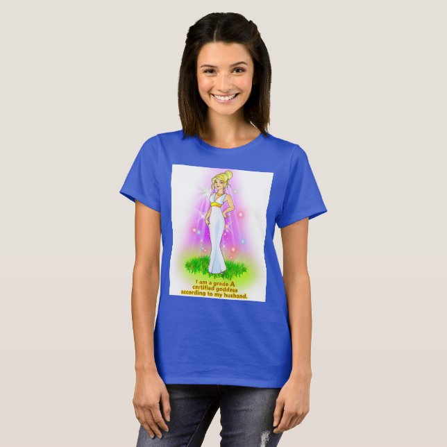 Camiseta Sou uma Deusa Certificada (loira) (Frente Completa)