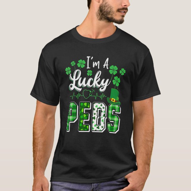 Camiseta Sou uma enfermeira de Peds Shamrock Leprechaun Rua (Frente)