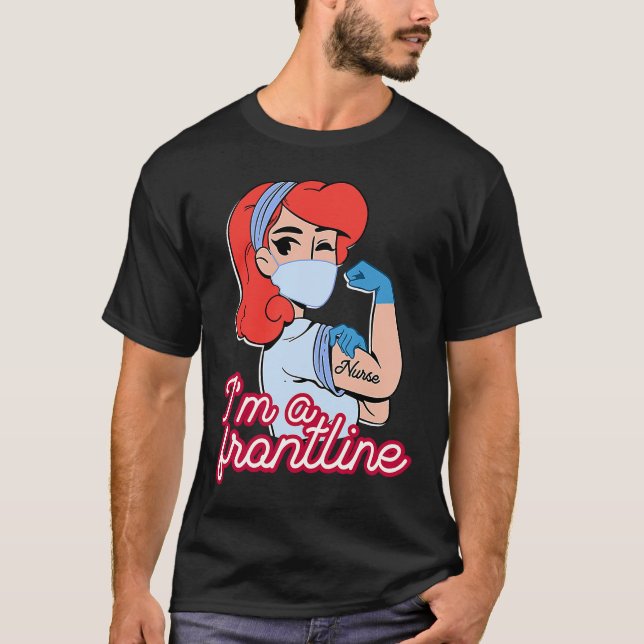 Camiseta Sou uma enfermeira de primeira linha (Frente)