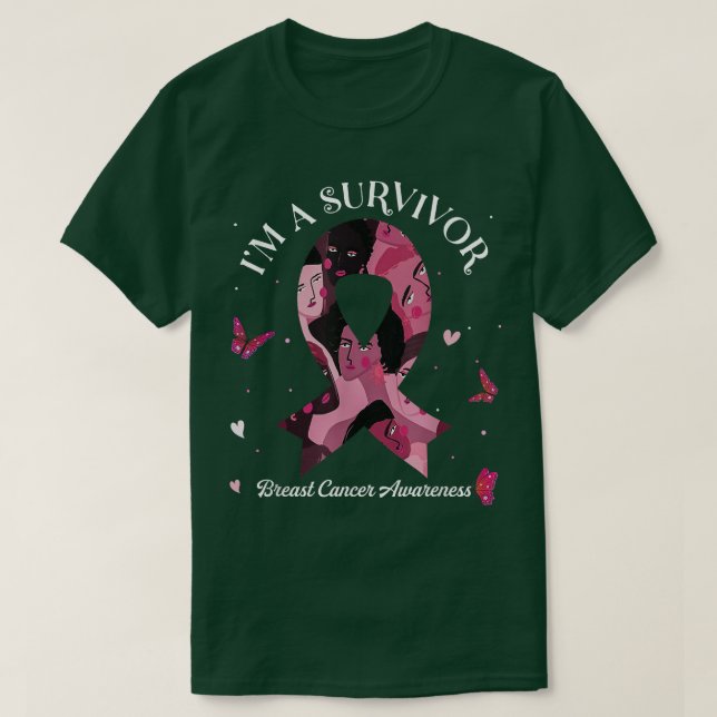 Camiseta Sou uma fita rosa de consciência sobre Cancer de s (Frente do Design)