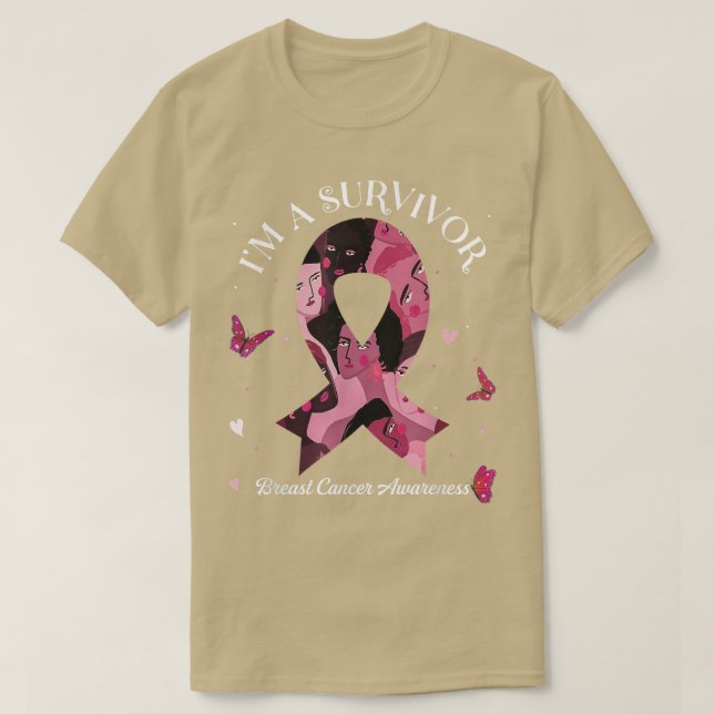 Camiseta Sou uma fita rosa de consciência sobre Cancer de s (Frente do Design)