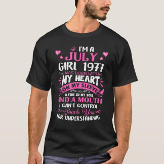 Camiseta Sou uma garota de julho de 1977 46º aniversário