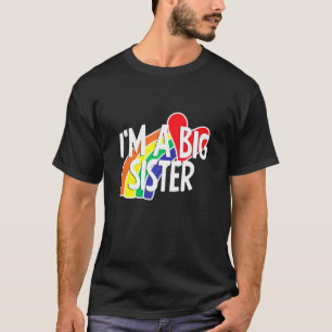 Camiseta Sou Uma Irmã Grande Colorida Rainbow Love Heart Si