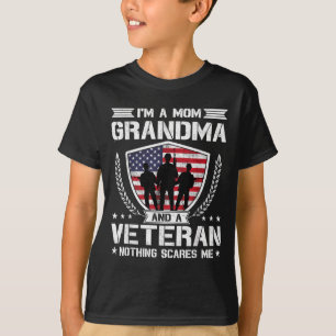 Camiseta Sou uma mãe avó e uma veterana Nada me supera